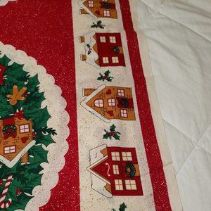 Country Classics Christmas Village Wreath Pillow Fabric Panel Ameritex 1987 Vtg
